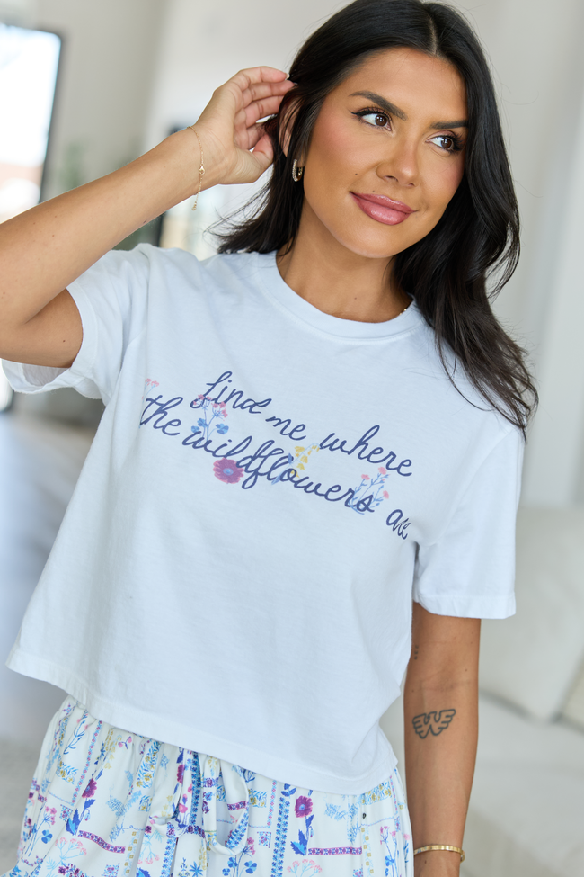 Wildflowers White Boxy Graphic Tee