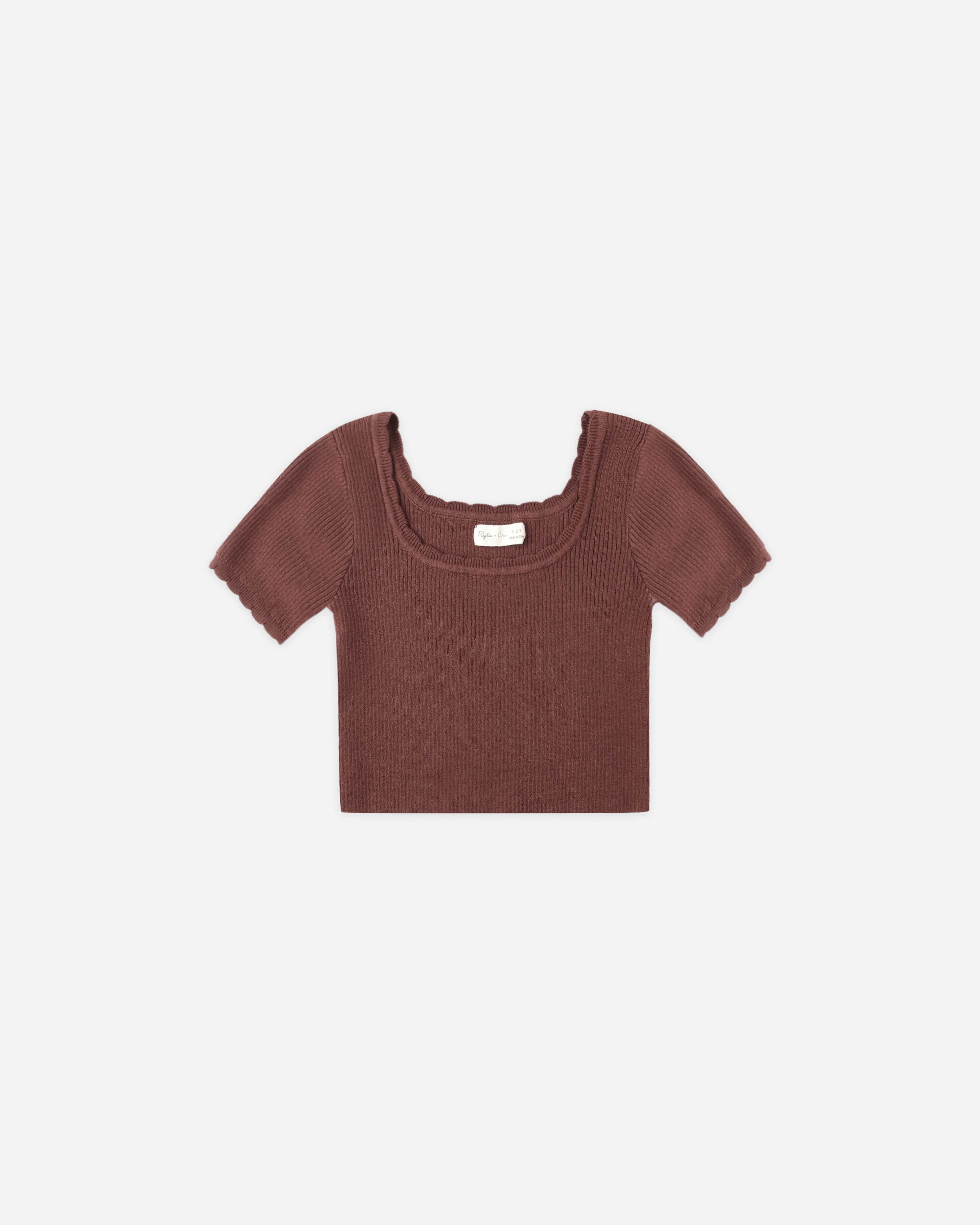 Teen Scallop Tee | Burgundy
