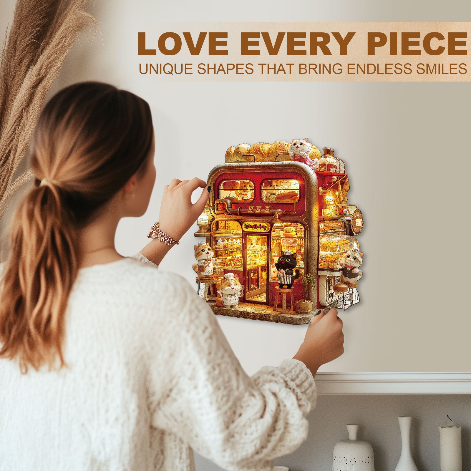 Kitten Bakery Wooden Jigsaw Puzzle