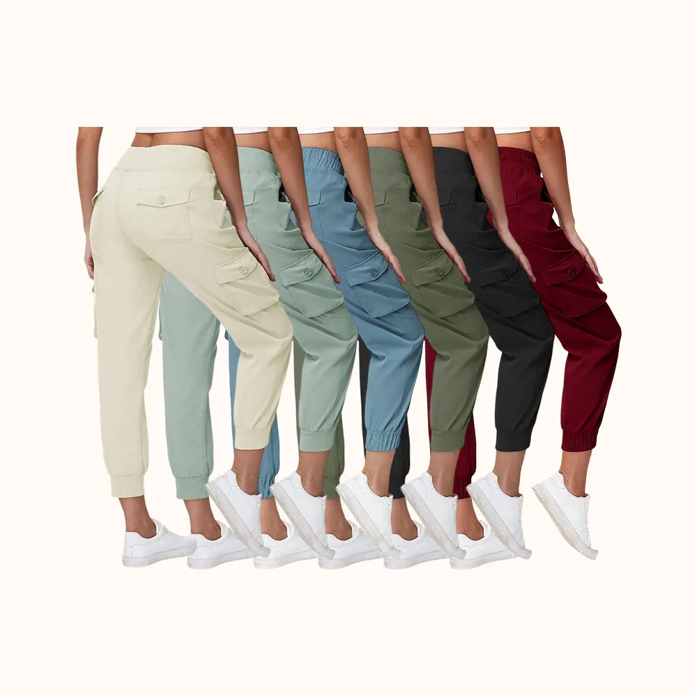 Womens Lightweight Capris Hiking Pants 6 Pockets Quick Dry Cargo Outdoor Trip Loose Shorts