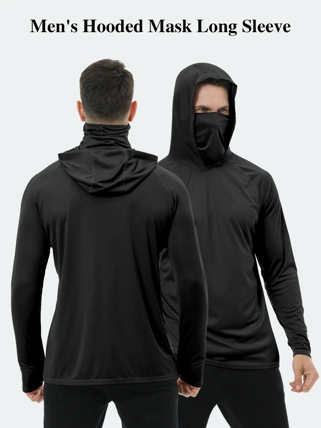 Men's UPF Performance Hoodie Shirt Set with Face Cover – Long Sleeve Sun Protection Tops