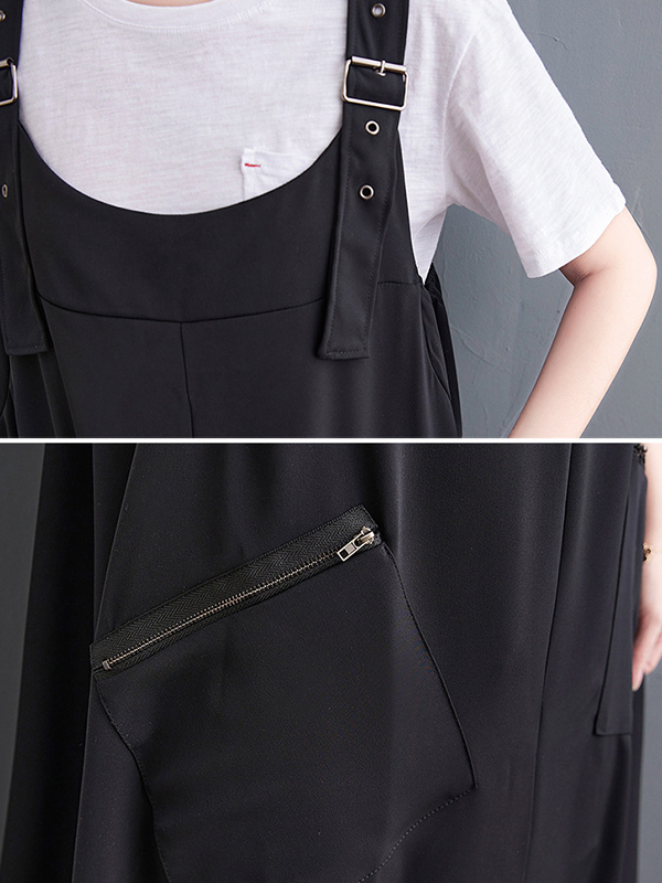 Loose Oversize Solid Color Zipper Jumpsuits Bottoms