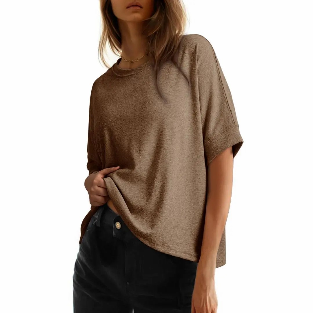 Women's Oversized Basic Tee – Soft Breathable Short Sleeve T-Shirt
