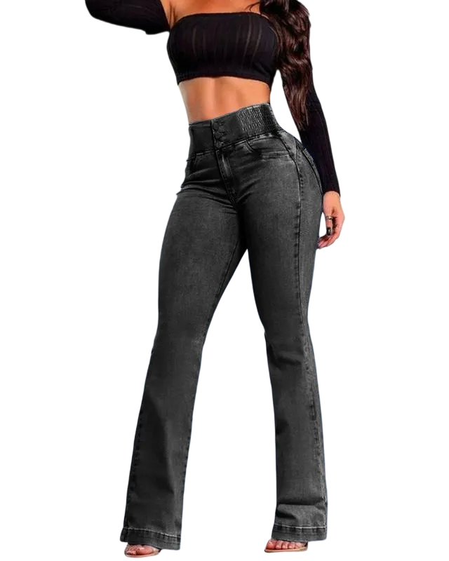 2026 Elastic Waist High Waist Stretch Tights Slightly Flared Hip Lift Denim