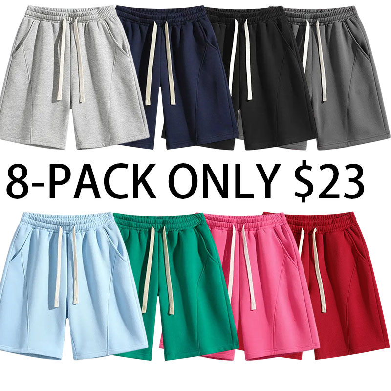 Men's Solid-Color  Cotton Pocket Shorts — Lightweight and Breathable