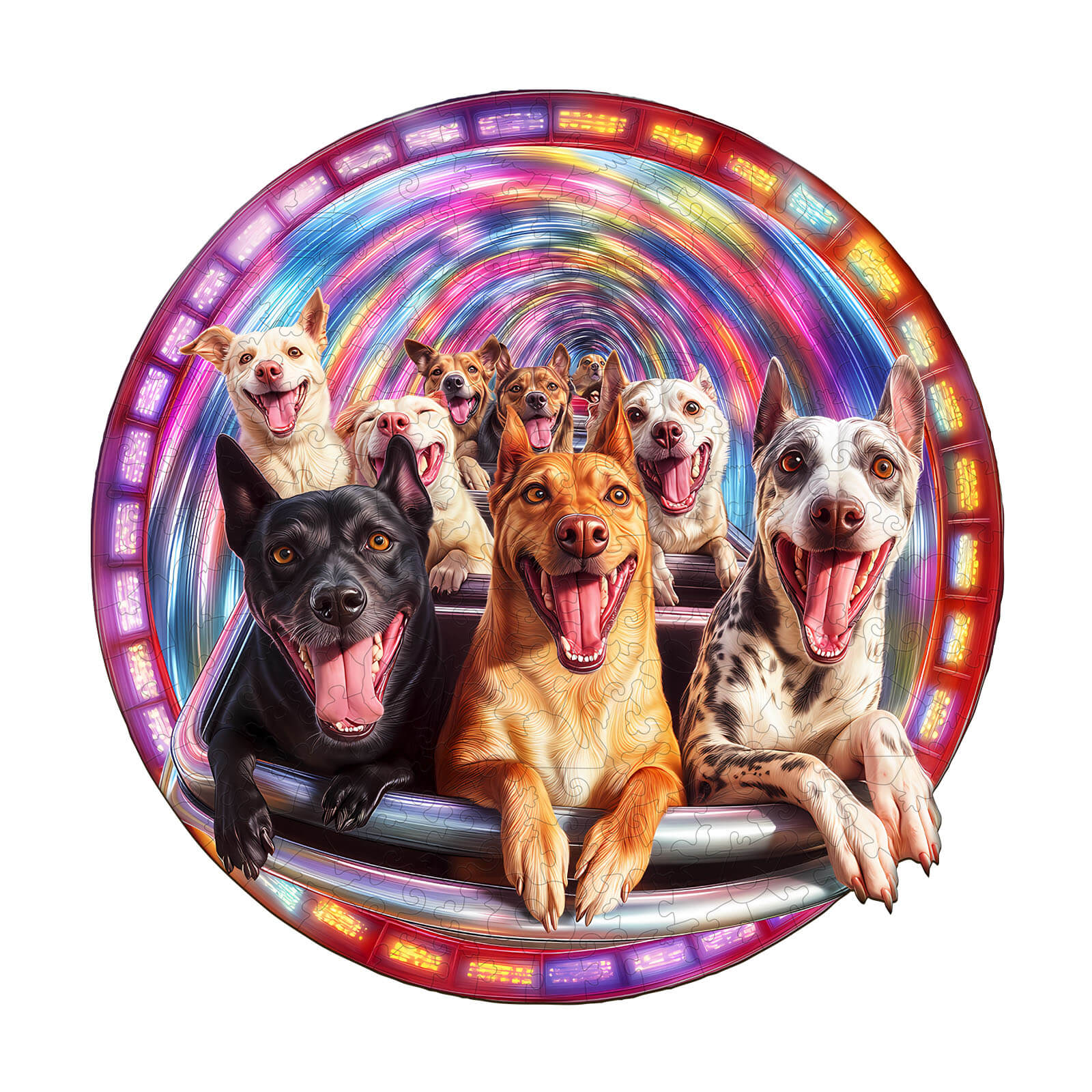 Dog Roller Coaster Wooden Jigsaw Puzzle