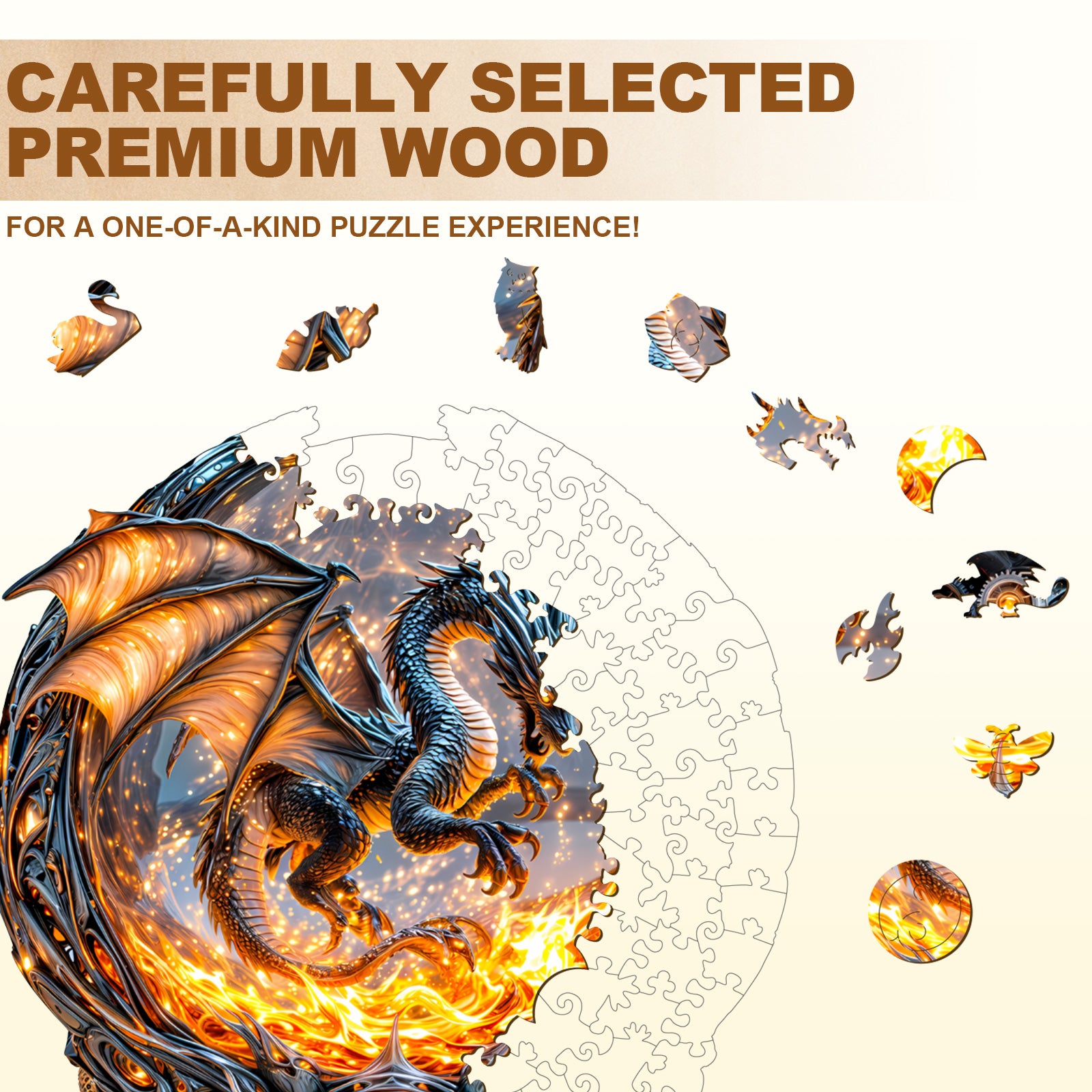 Magic Ball Fire Dragon Wooden Jigsaw Puzzle