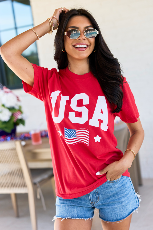 USA Flag Red Graphic Tee