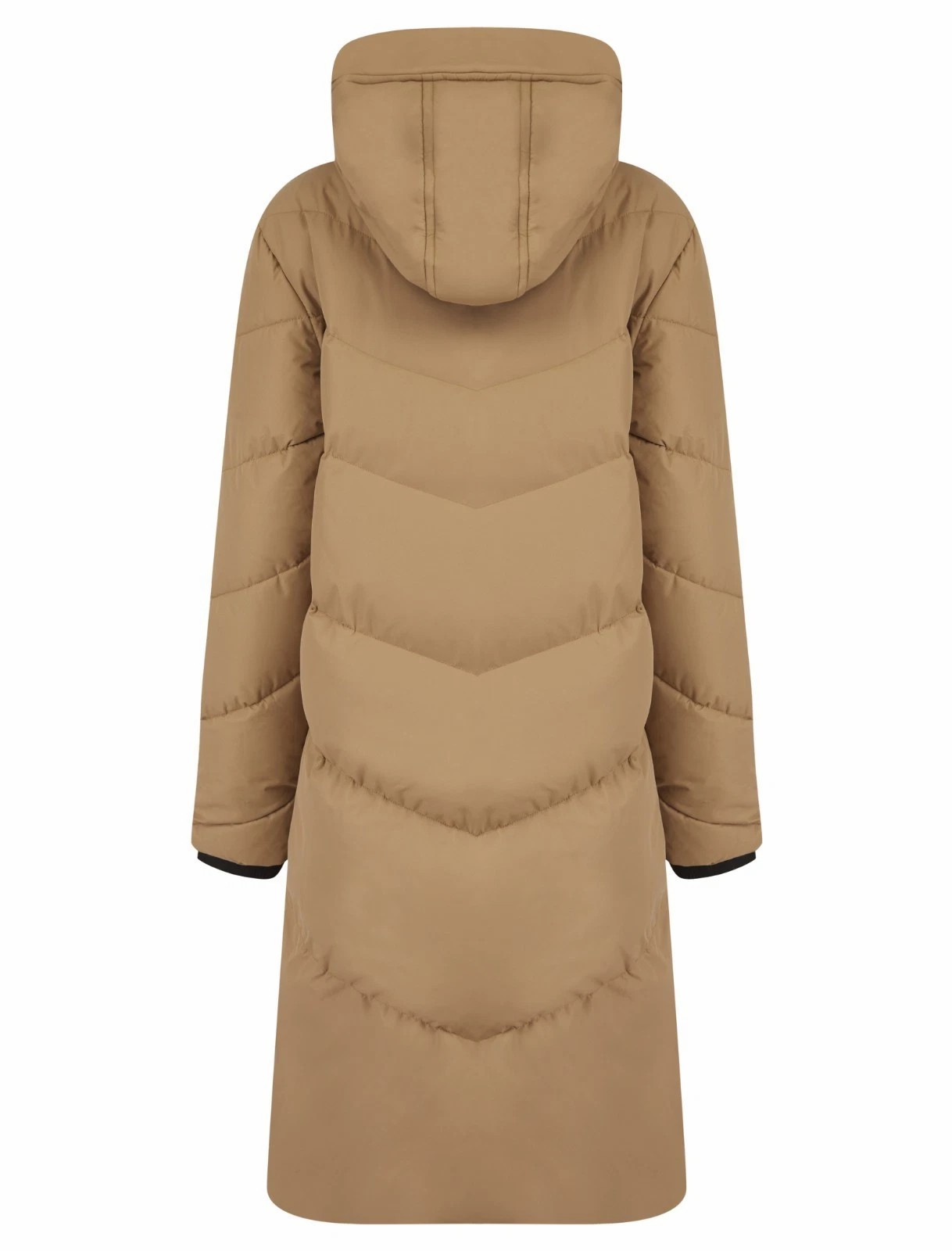 Womens Ladies Long Quilted Padded Winter Coat Hooded Puffer Jacket Zip Pockets