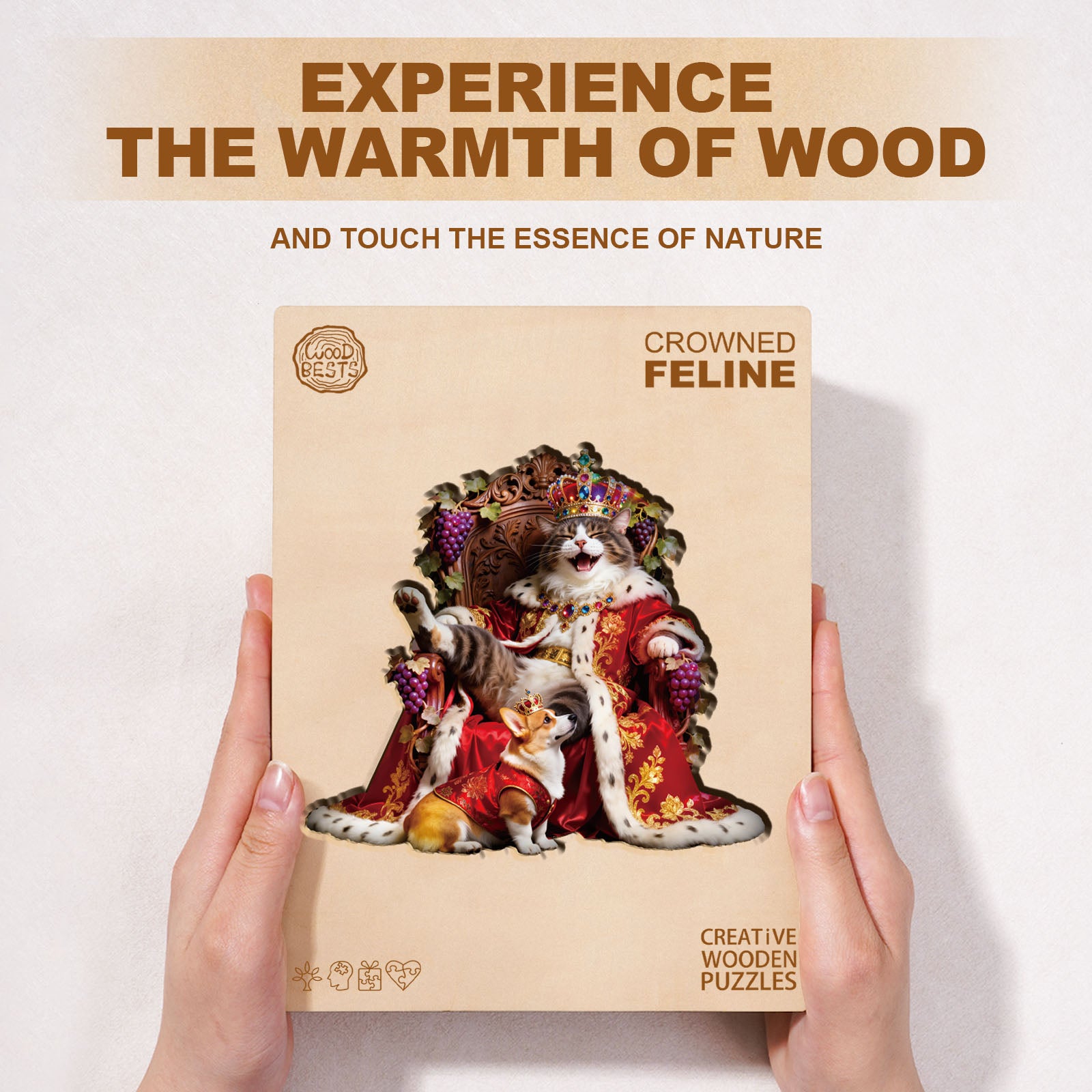 Crowned Feline Wooden Jigsaw Puzzle