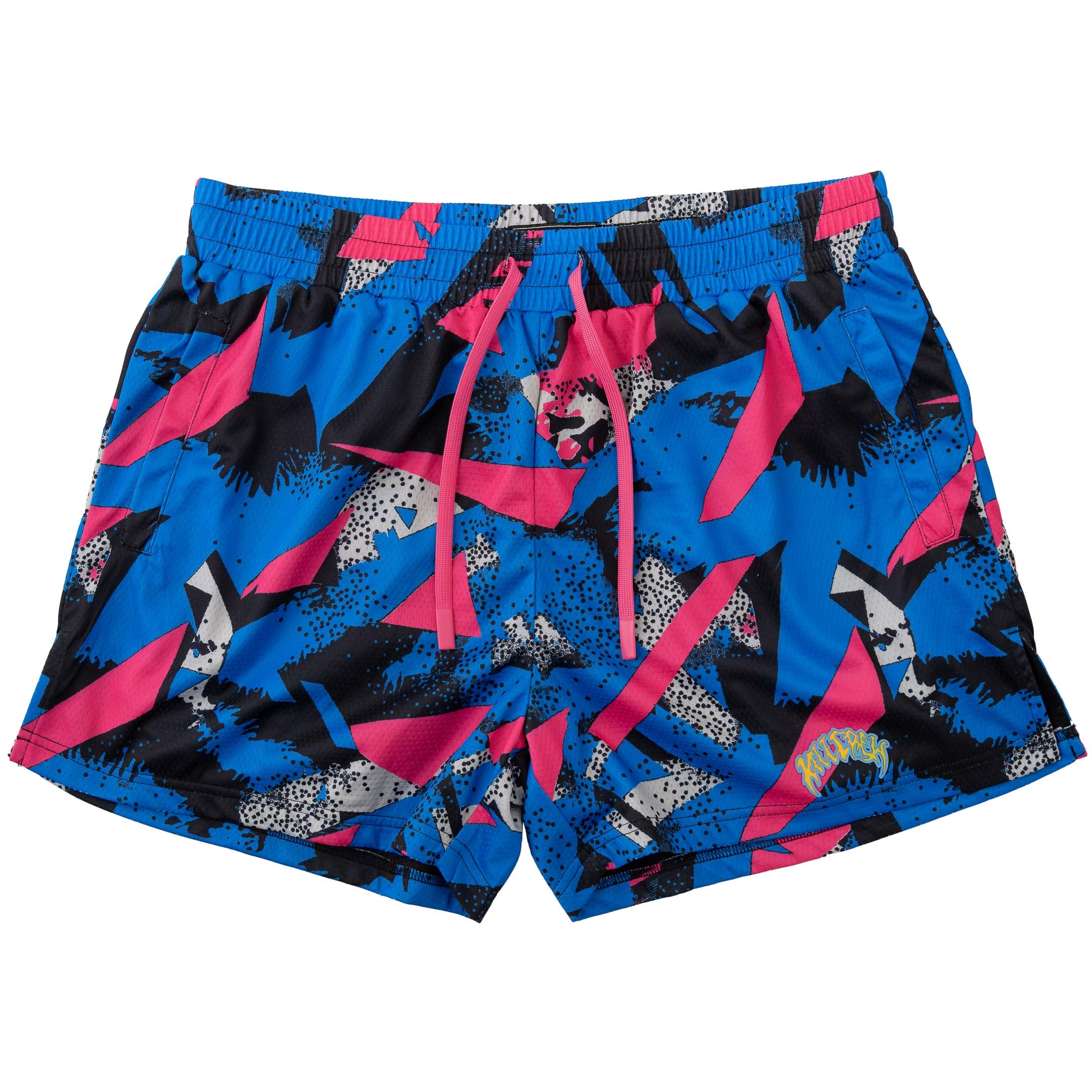 MUAY THAI SHORTS (MID THIGH CUT) RETRO - 80s BLUE