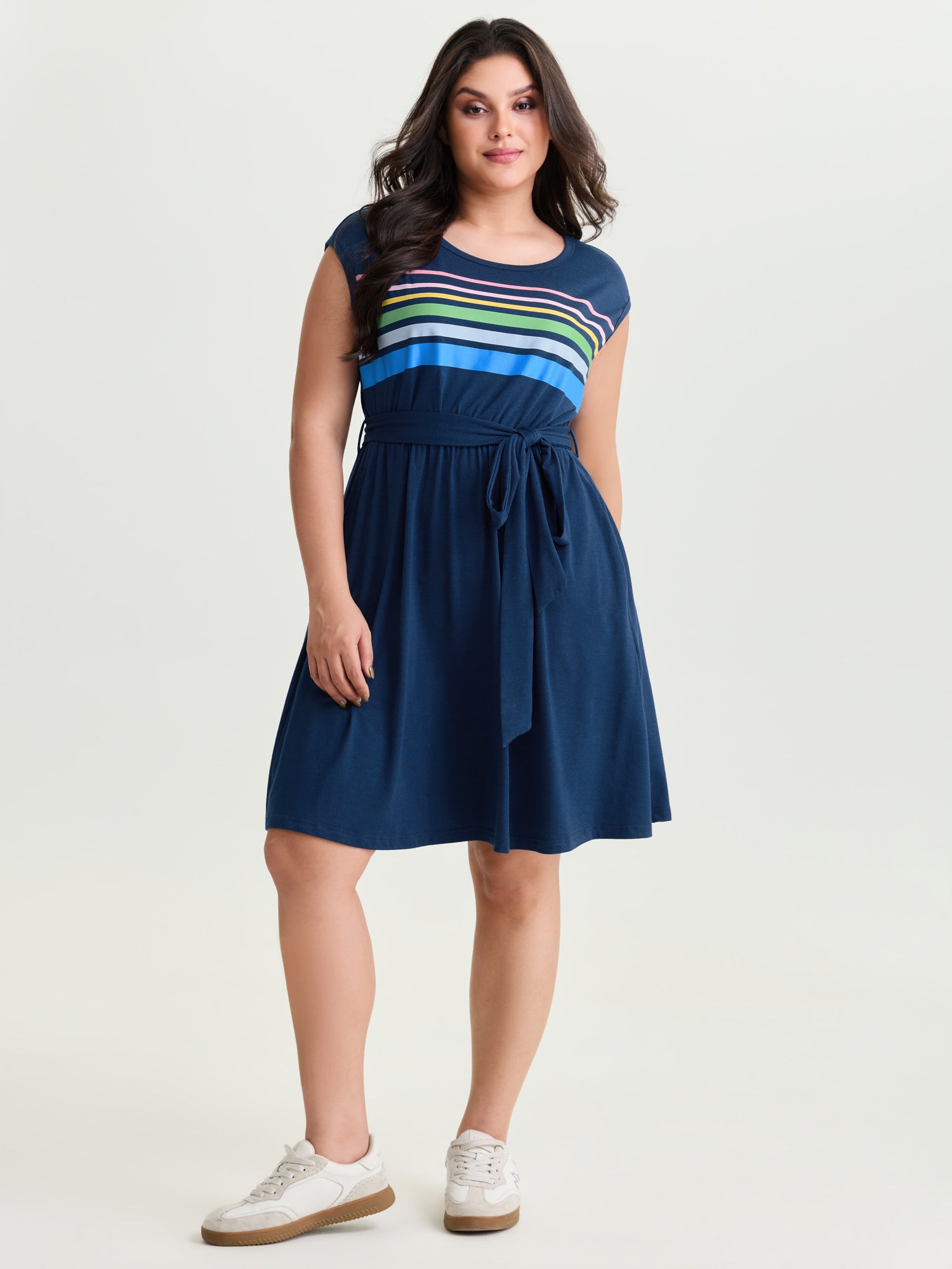 Supersoft Colorful Striped Print Mini Dress