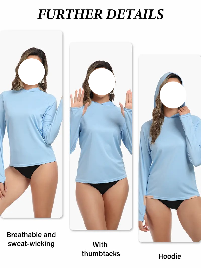 Women's 4-Pack Sun Protection Shirt – Lightweight Long Sleeve Hoodie for Outdoor Activities