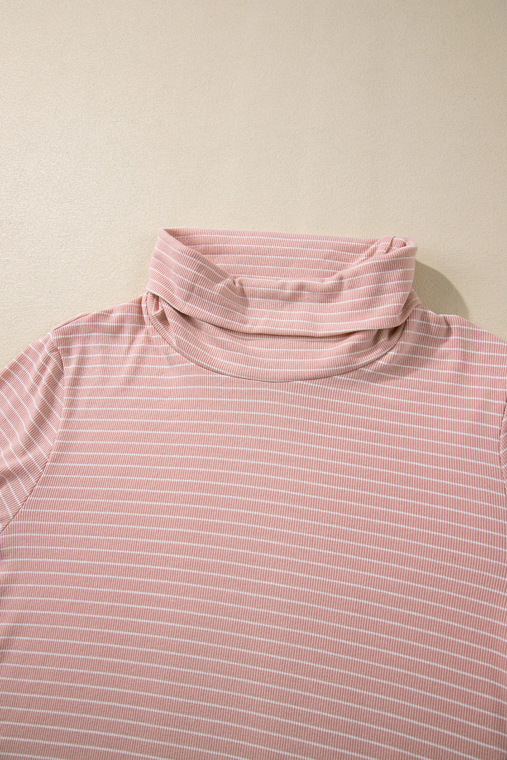 Stripe Cowl Neck Side Slits Loose Fit Long Sleeve Top