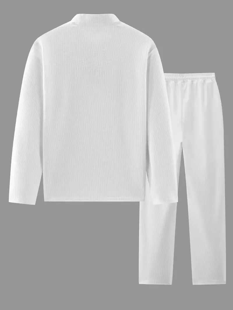 2-piece men's luxury retro suit set - Four season long sleeved jacket and pants with chest pocket