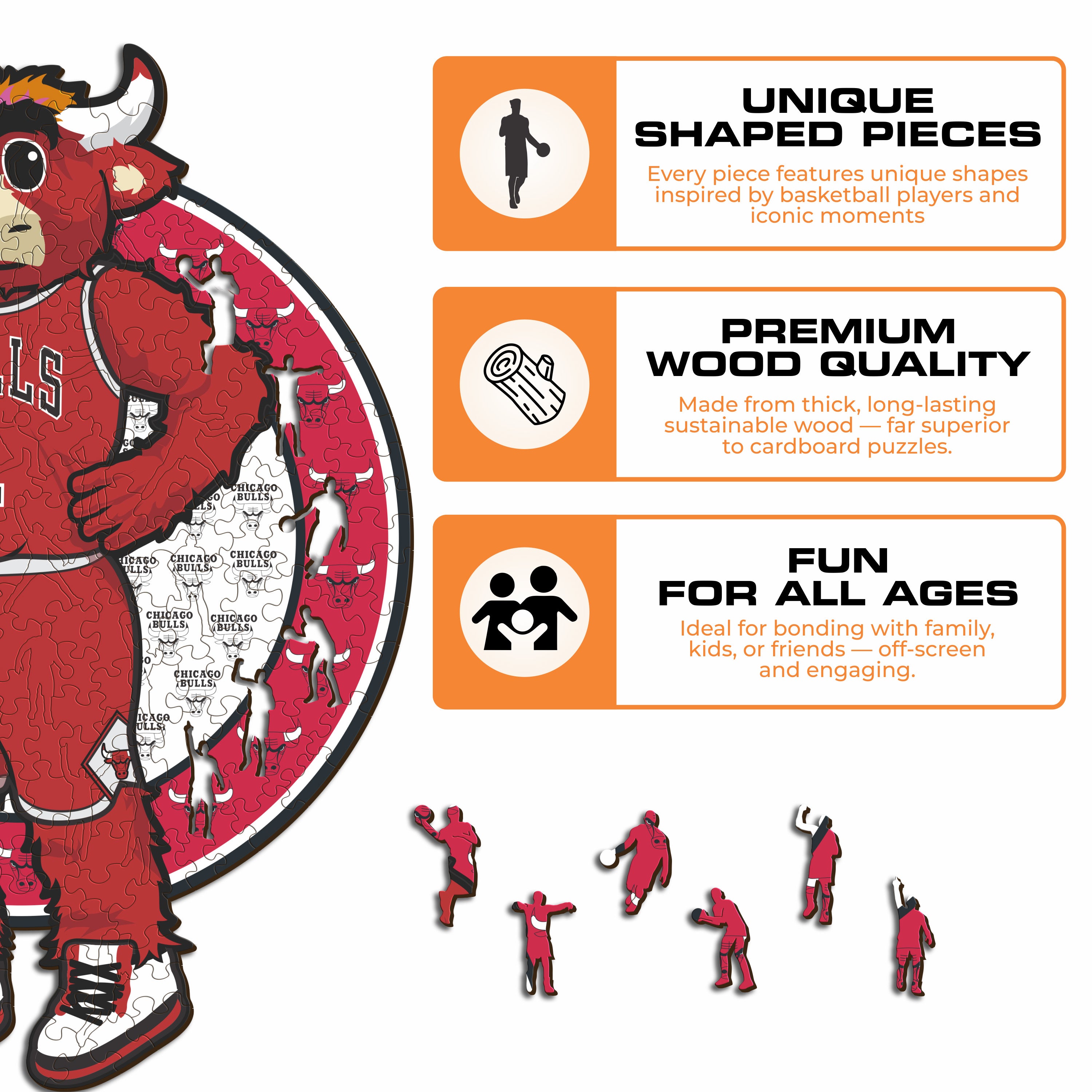 Chicago Bulls™ Mascot - Wooden Puzzle