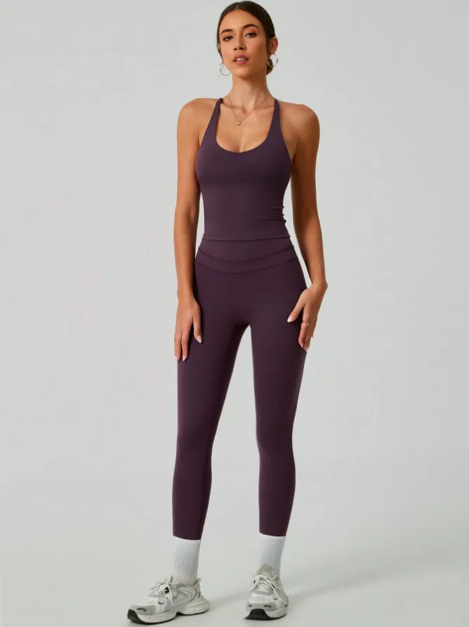 Women's Crisscross Back Tank & High-Waist Butt-Lift Leggings Set