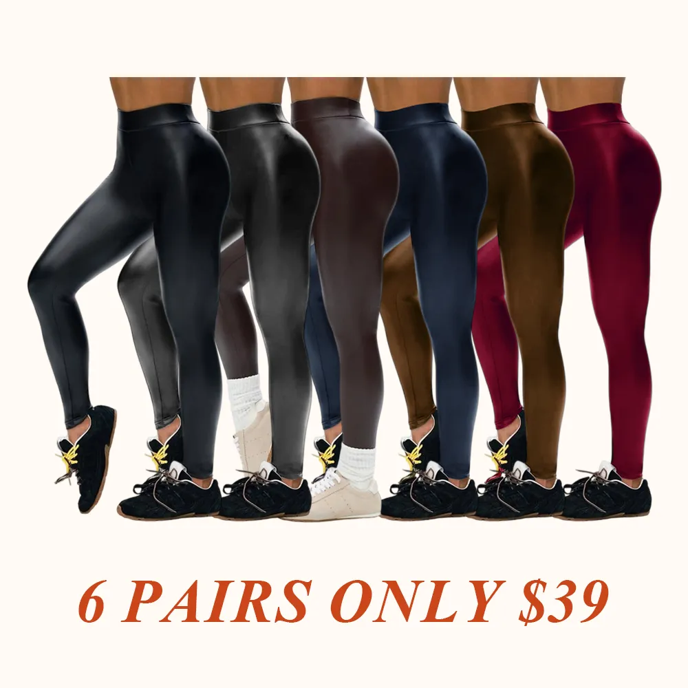 Women's Fleece Stretch Artificial Leather PU Leather Leggings