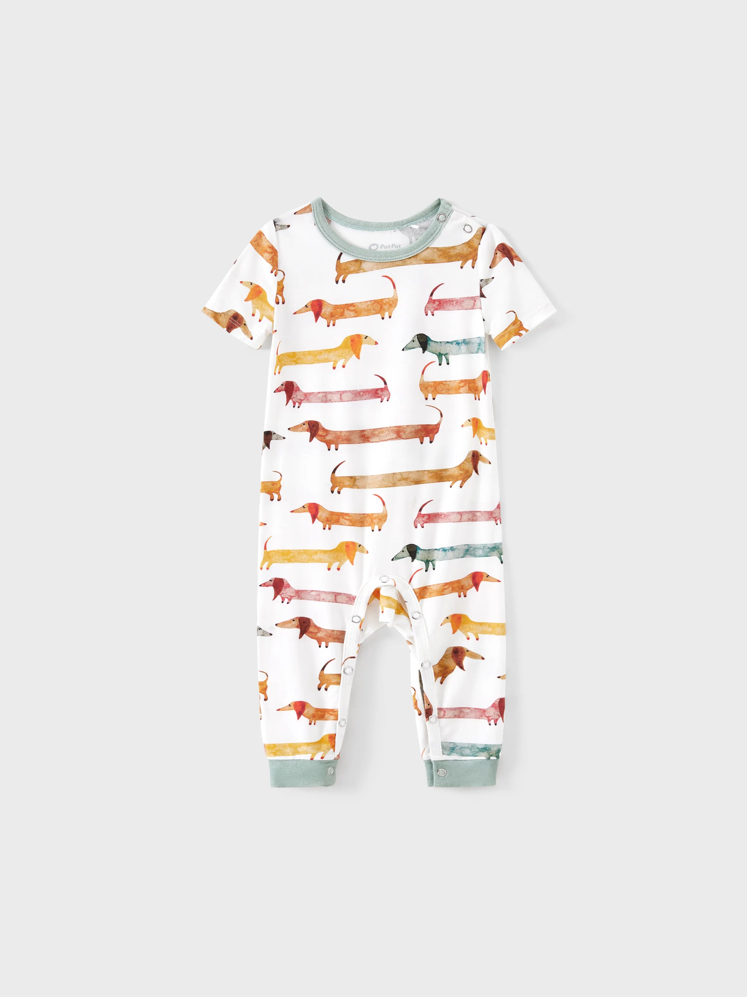 Bamboo Family Pajamas Cute Doggy Patterned Short-sleeve Matching Pajamas Set ( Snug-Fitting for Children ) Multi-color