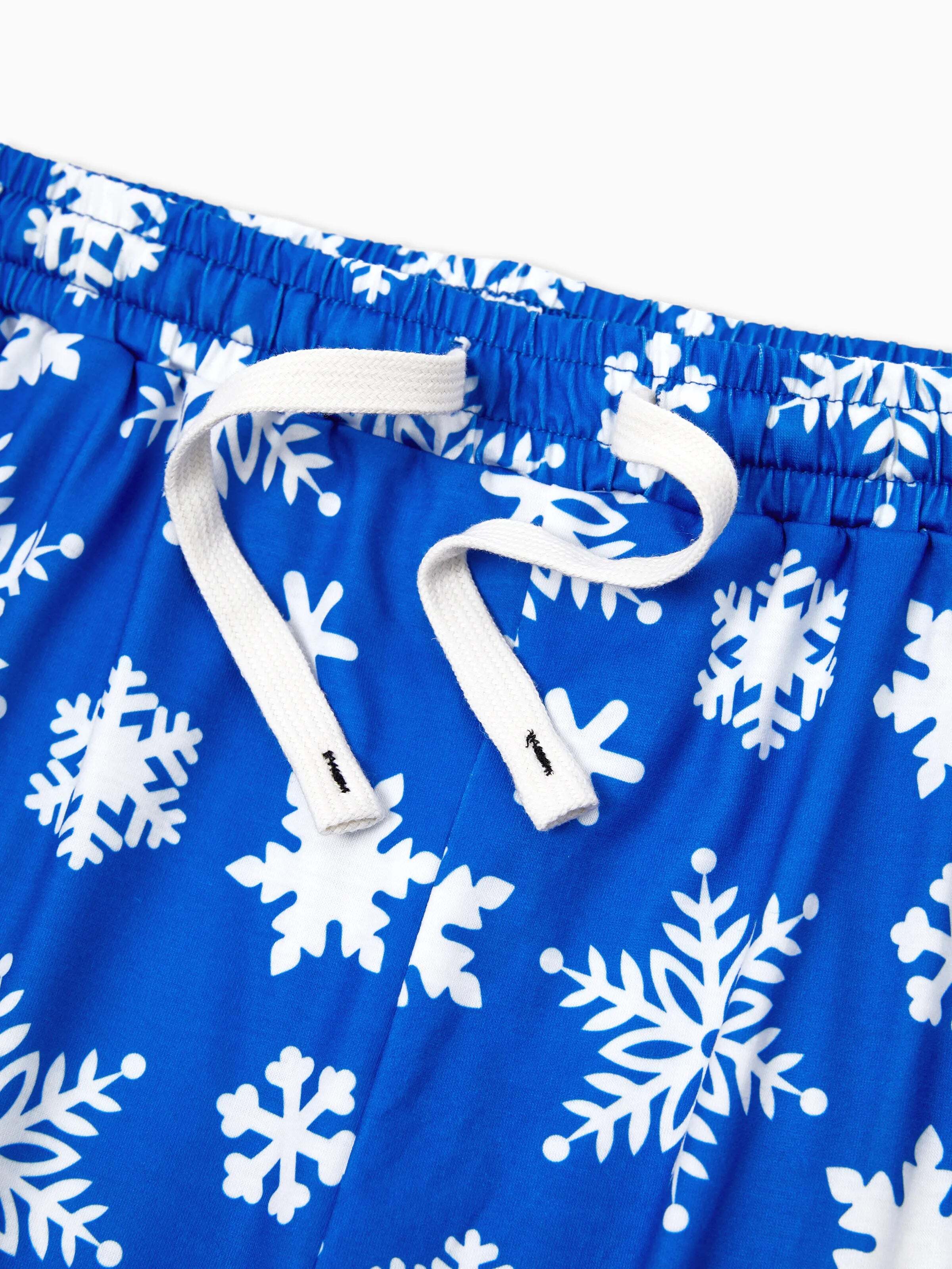 Christmas Matching Family Pajamas Set Snowflake Print Blue PJS with Christmas Socks Blue