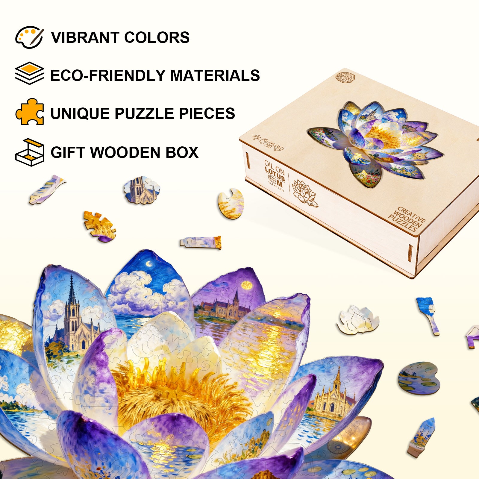 Oil On Lotus Wooden Jigsaw Puzzle