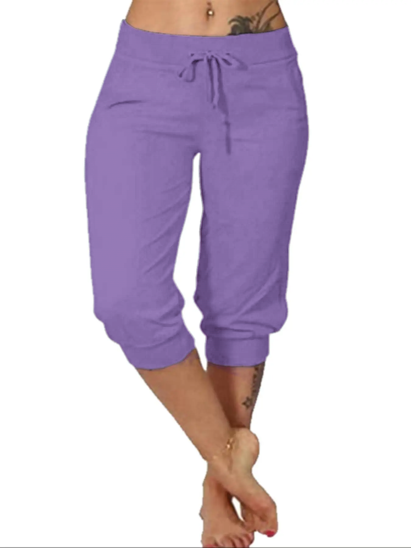 Women’s Plus Size Capri Pants – Casual Comfy Summer Cropped Trousers