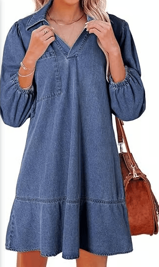V-Neck Denim Dress — Where Comfort Meets Classic Style