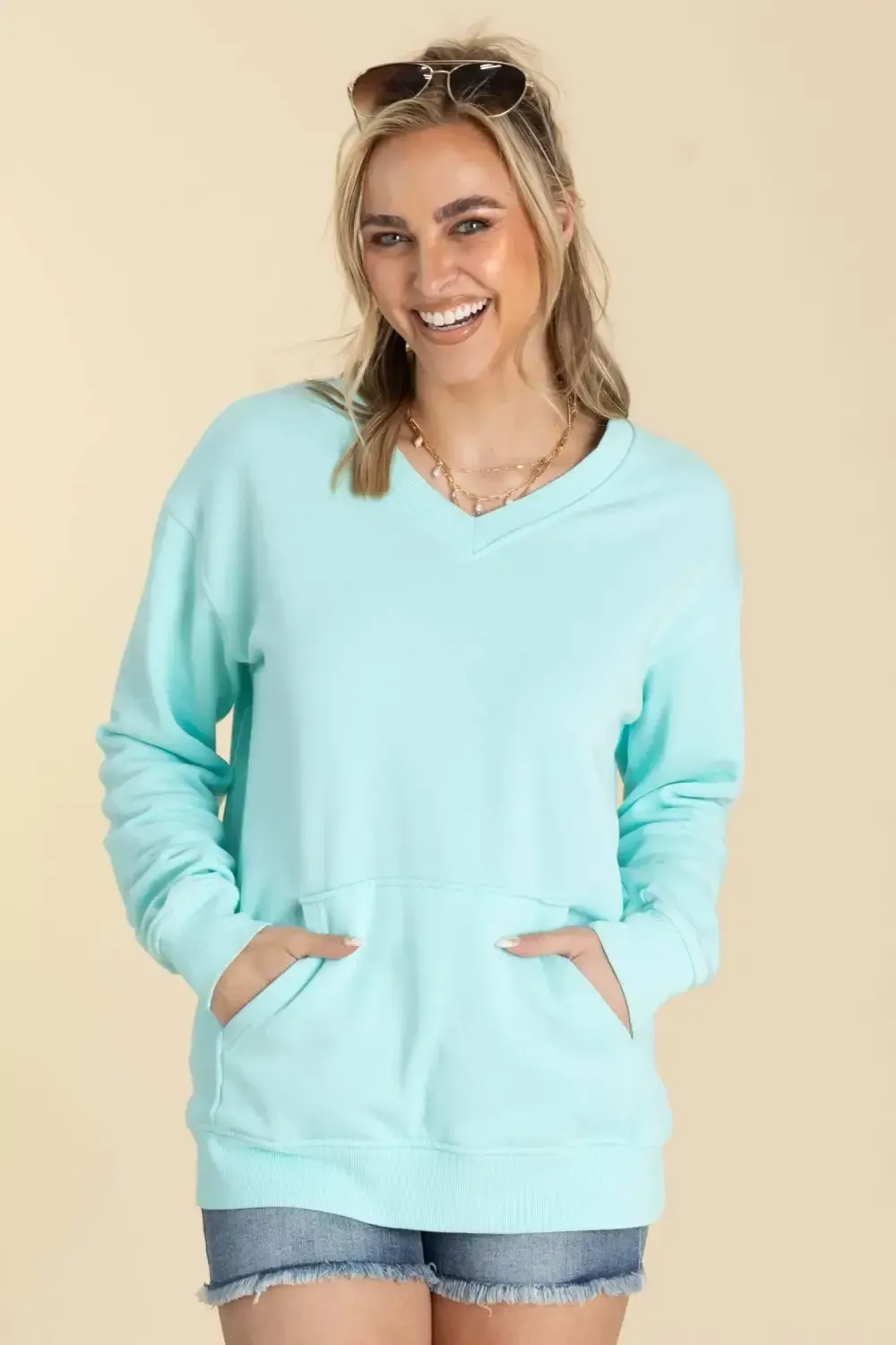 🔥Your Favorite Is Back! Pigment Dyed Cozy Campfire V-Neck Sweatshirt