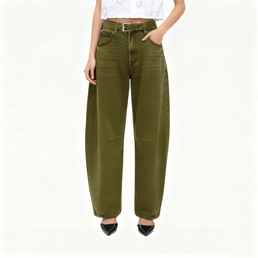 Women High Waist Baggy Barrel Leg Jeans