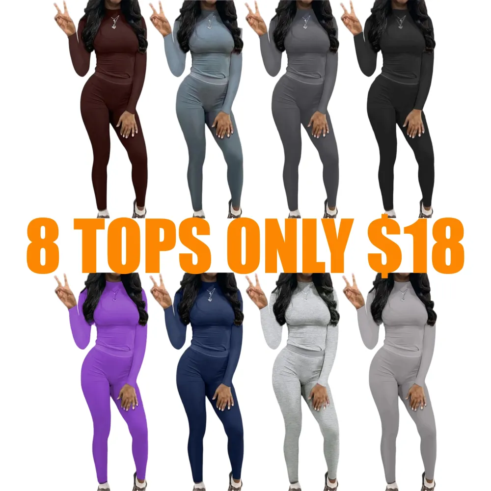 Women's Minimalist Chic Solid Long Sleeve Tee & Elastic Waist Pants Set