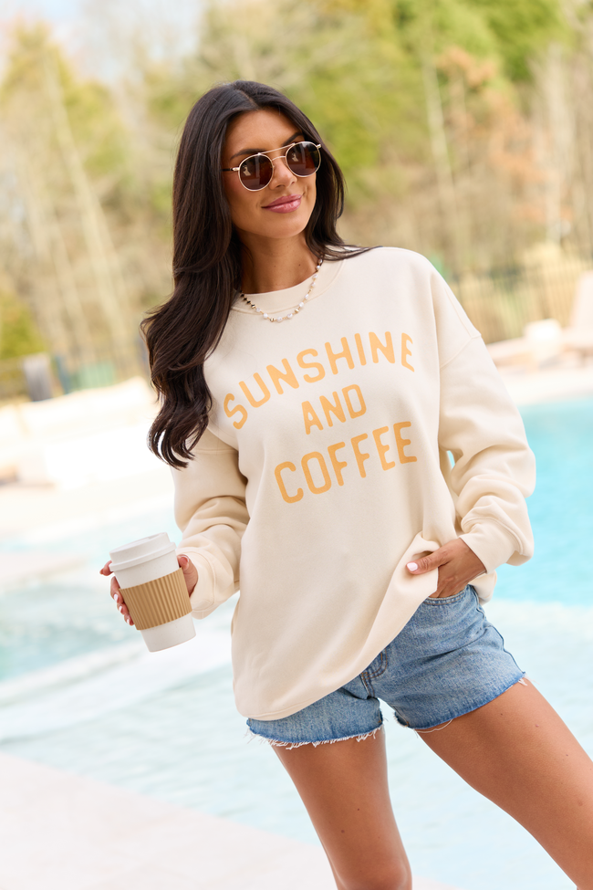 Sunshine And Coffee Cream Graphic Sweatshirt