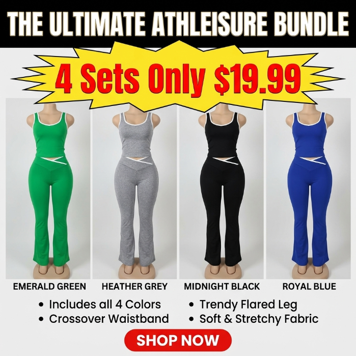 Women's Chic Colorblock Sleeveless Tank & High-Waisted Flared Leggings Set