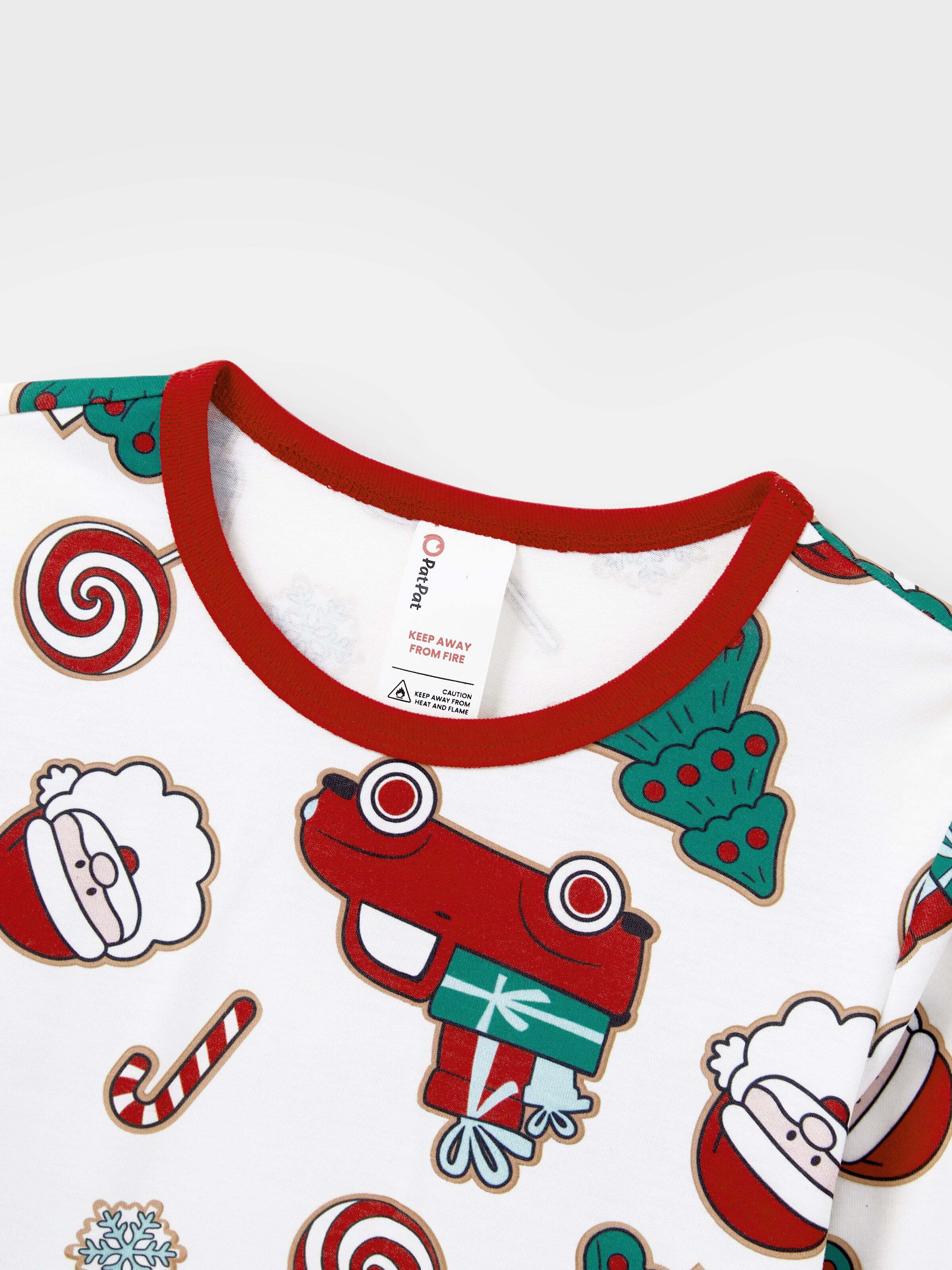 Christmas Matching Family Pajamas Set Santa Claus and Christmas Tree Print White PJS with Christmas Socks White