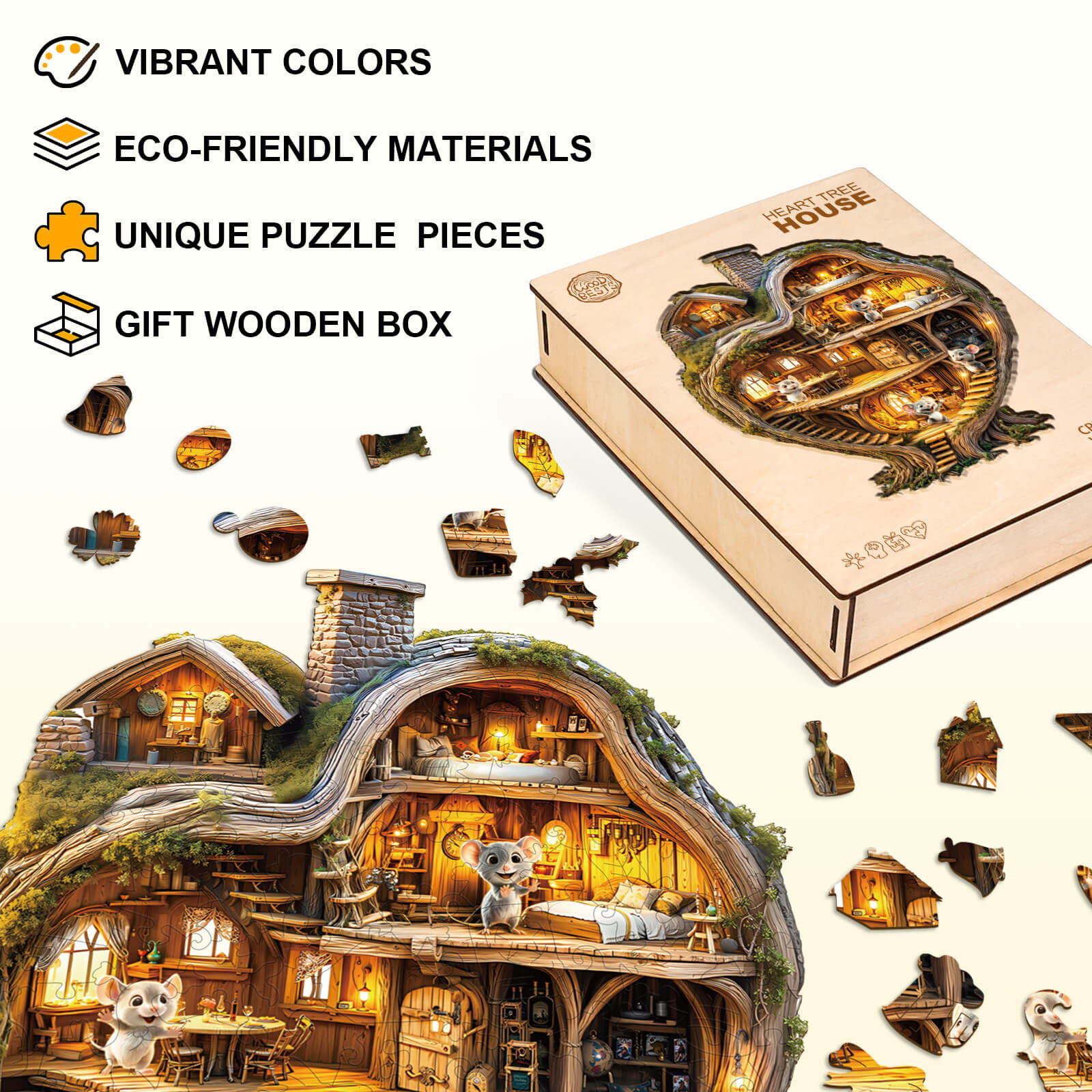 Heart Tree House Wooden Jigsaw Puzzle