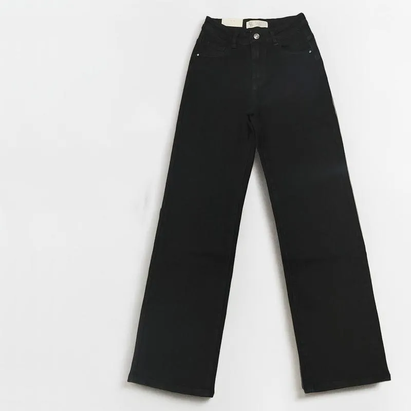 Casual Mid-Rise Denim Multi-Pocket Wide Leg Jeans