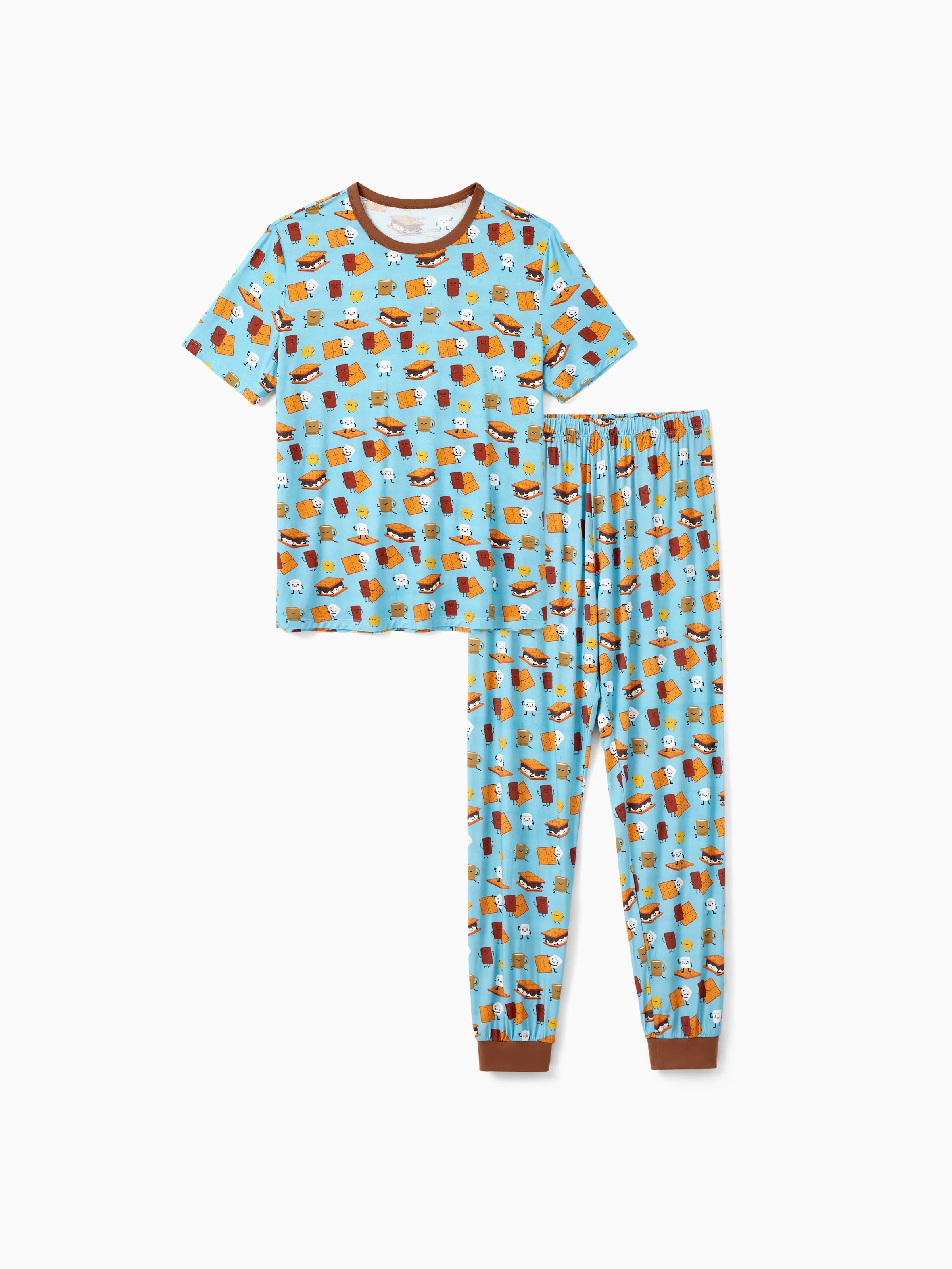 Bamboo Family PJs Cute Print Short Sleeve & Long Pants Sleepwear Matching Pajama set (Snug-Fitting for Children) Green