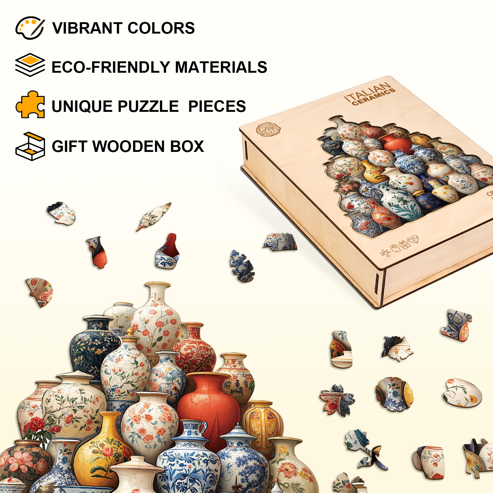 Italian ceramics Wooden Jigsaw Puzzle