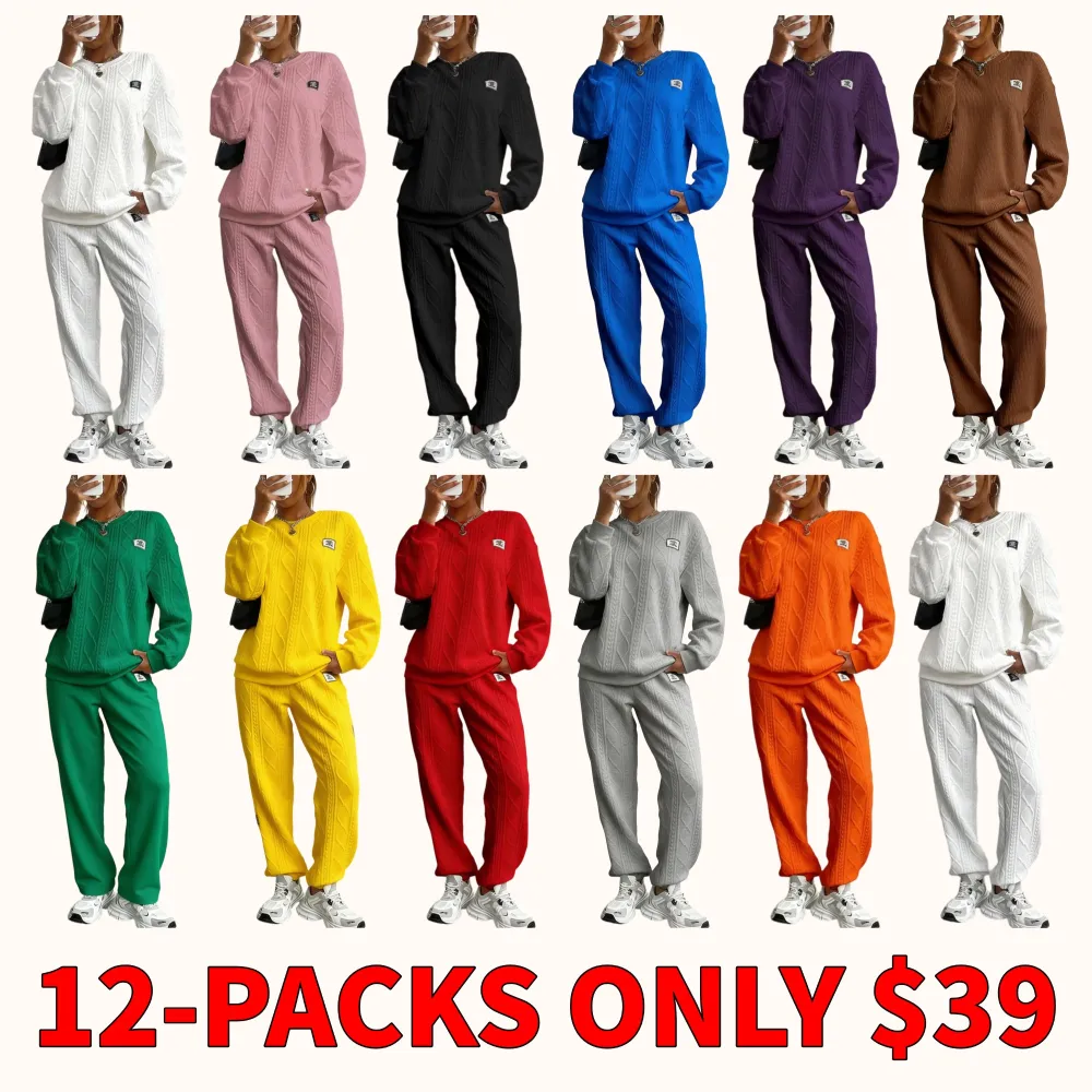 Women's solid color two-piece winter set