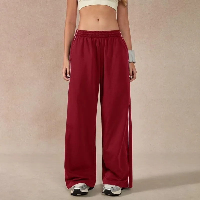 Women's Baggy Wide-Leg Pants – Pocket Design, Elastic Waist & Side