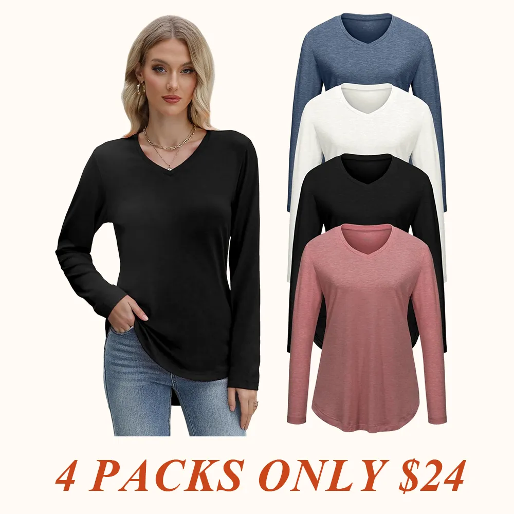 Women's V-Neck Long Sleeve Shirts – Soft