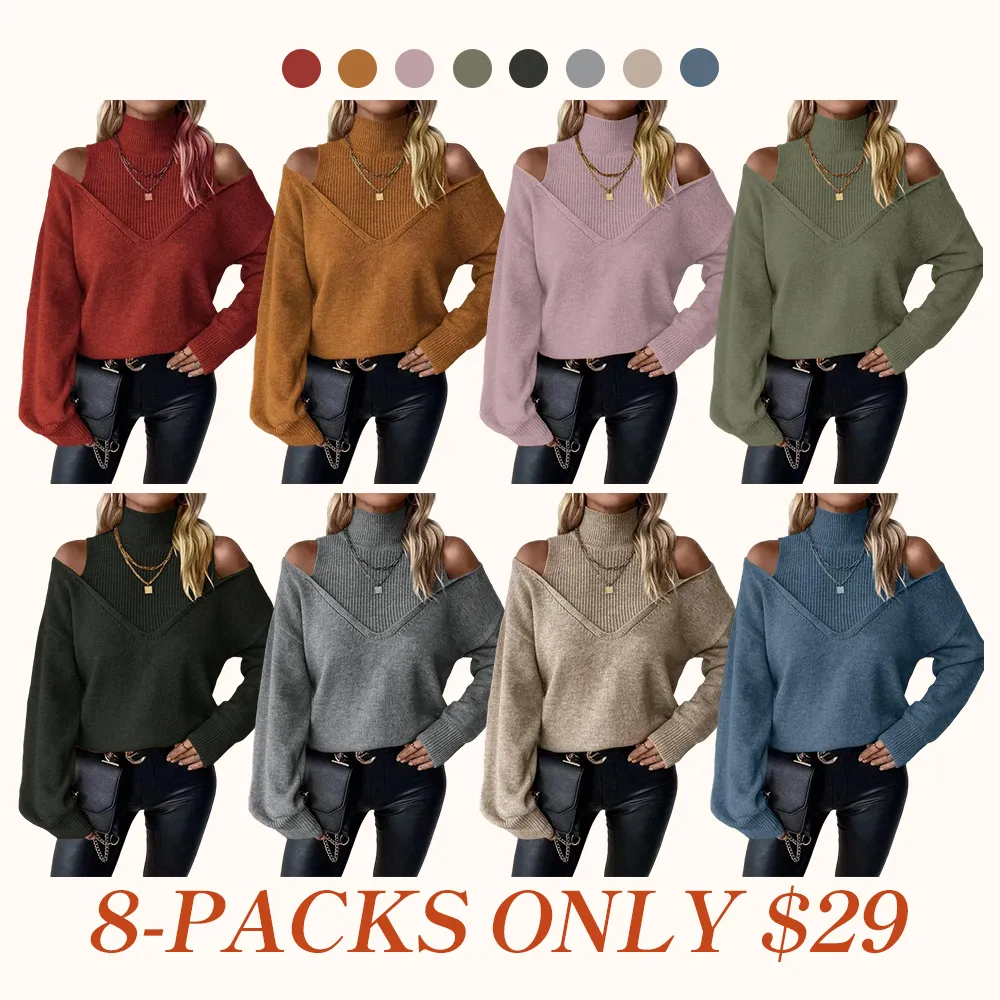 Women's Plain Cut Out High Neck Sweater