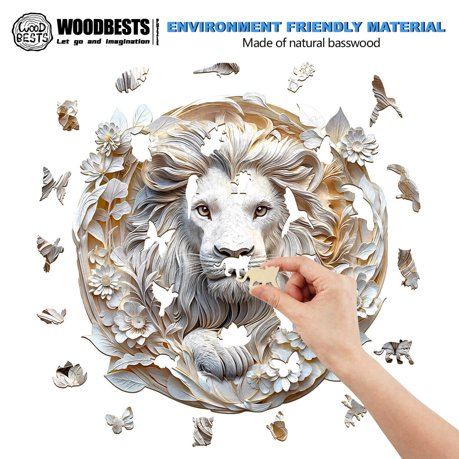 Paper Lion Wooden Jigsaw Puzzle