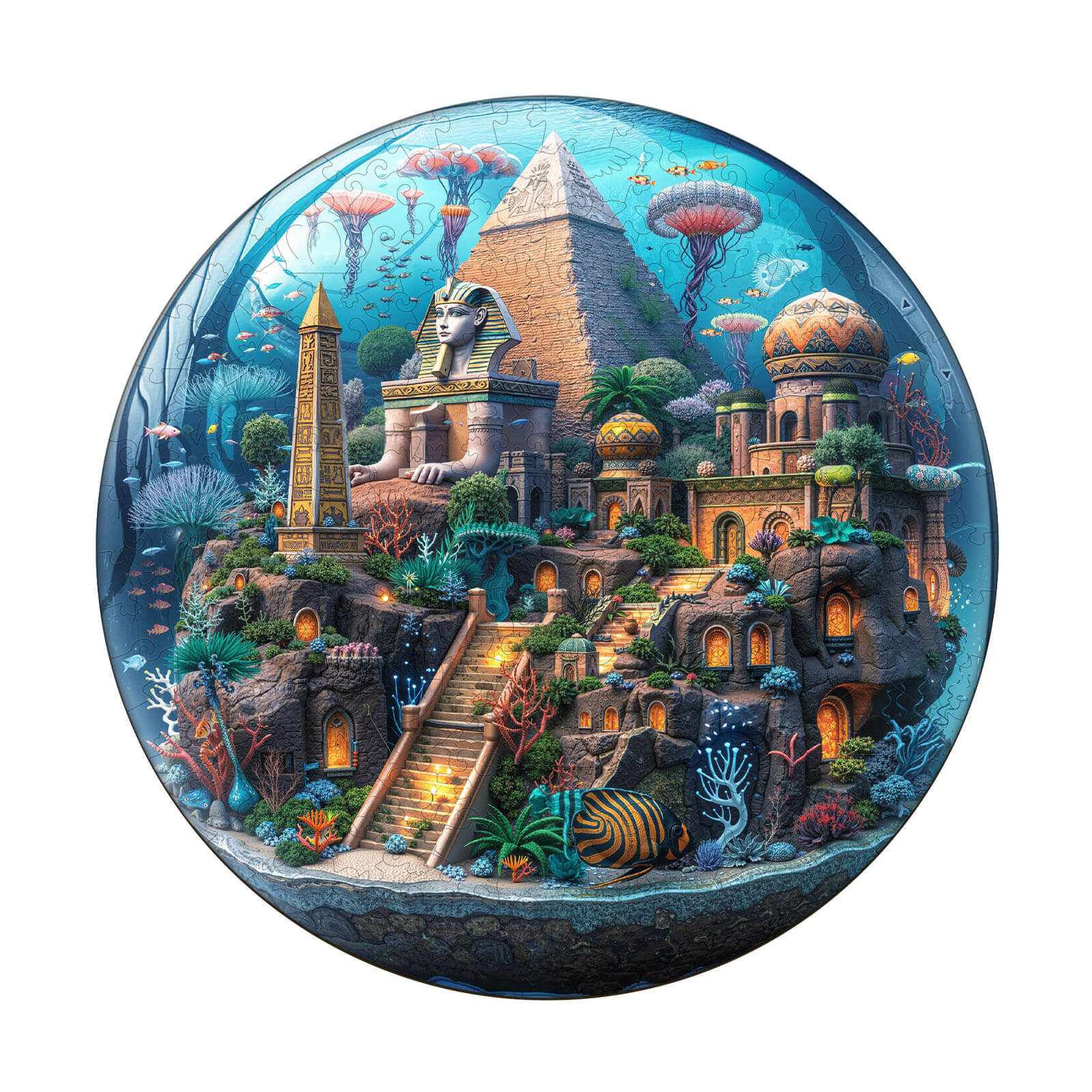 Underwater pyramid field Wooden Jigsaw Puzzle