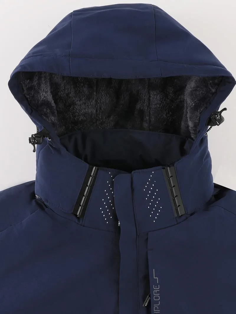 Men's Winter Ski Jacket Warm Fleece Lined Waterproof Windproof Hooded Insulated Outdoor Jacket