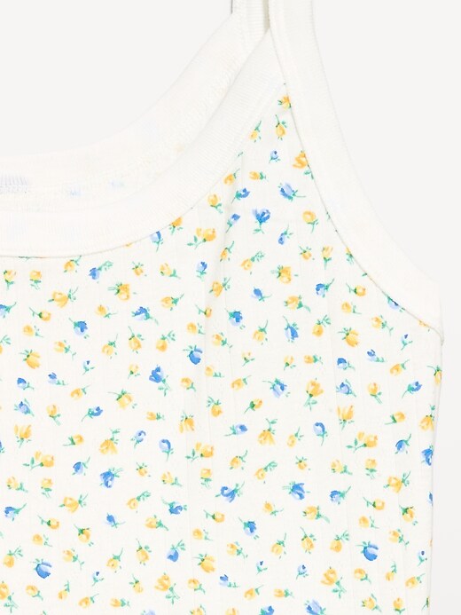 Pointelle Cami Tank Top White Floral