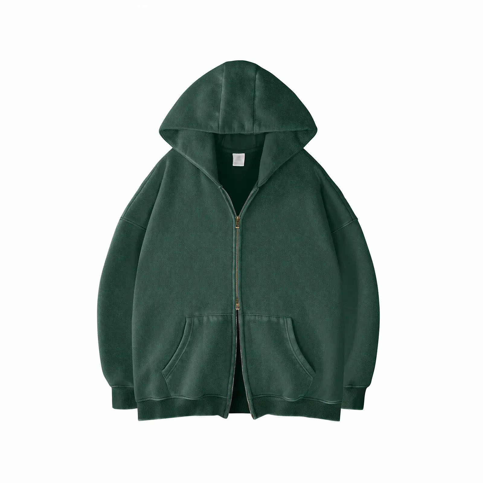 Unisex Acid Wash Oversized Zip-Up Hoodie – Heavyweight Fleece Cotton Sweatshirt