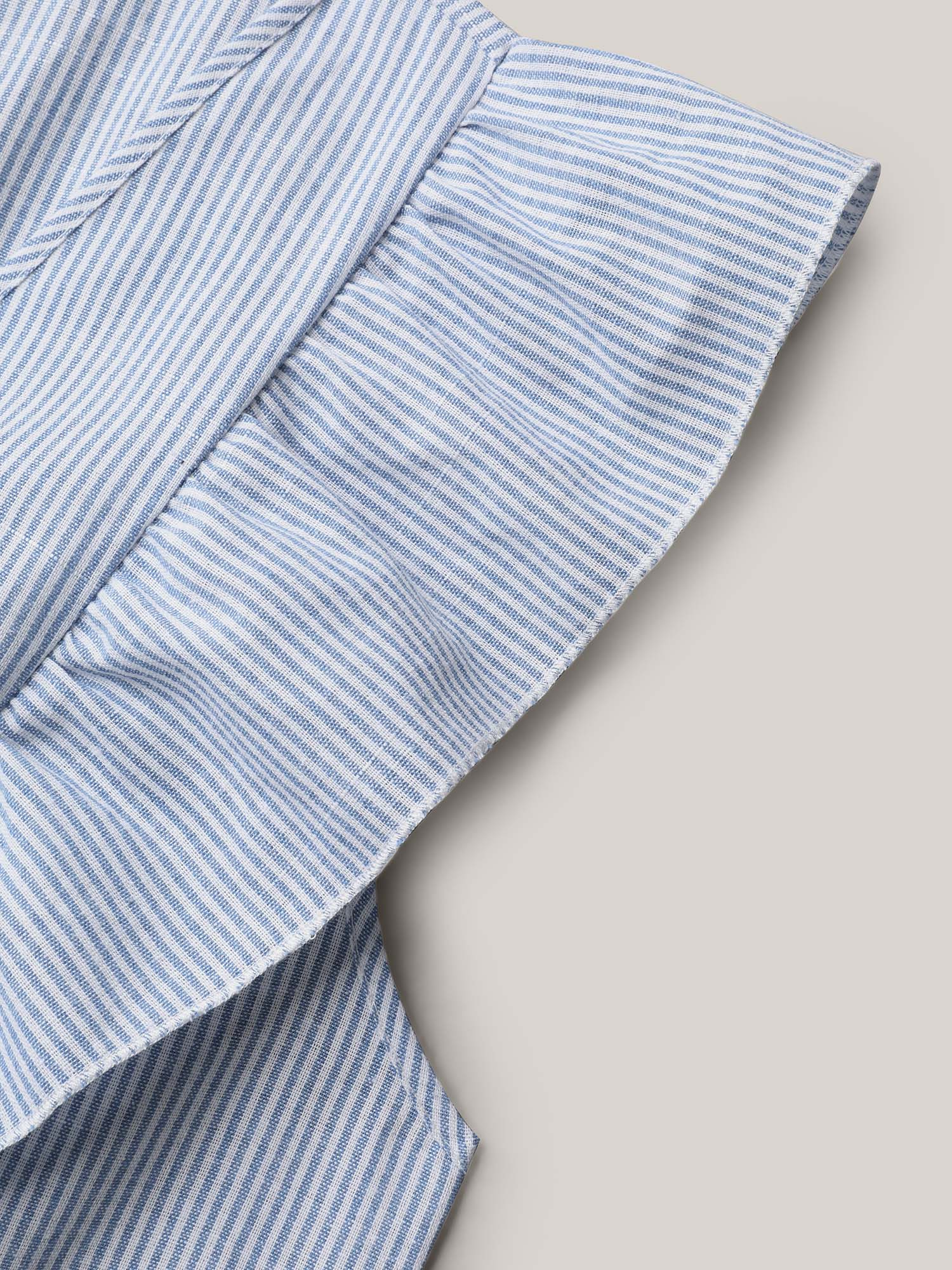 Ruffled Striped Print Triangular Waist Midi Dress