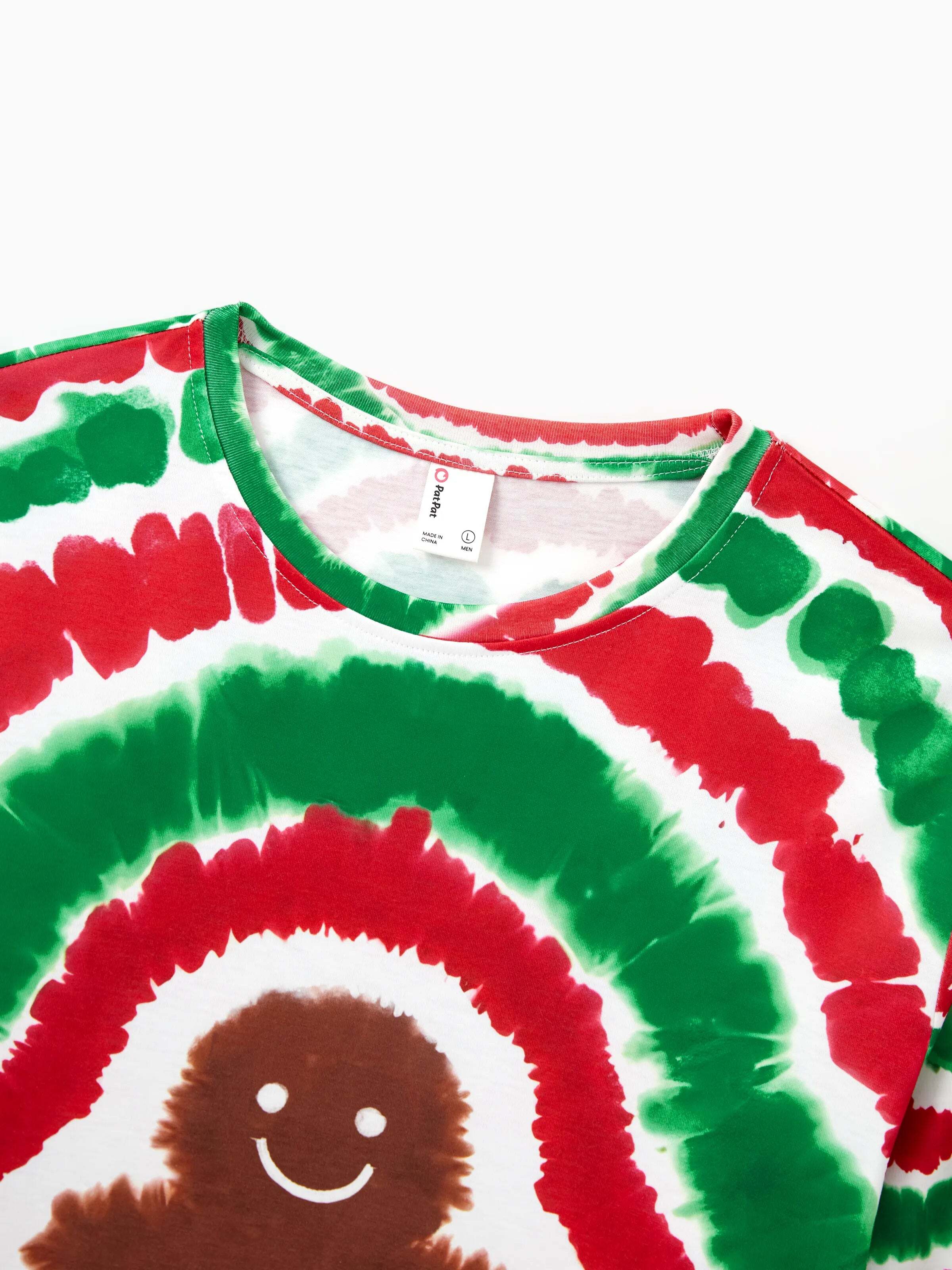 Christmas Family Red&Green Tie-Dye Gingerbread Man Pajamas Sets with Christmas Socks MultiColour