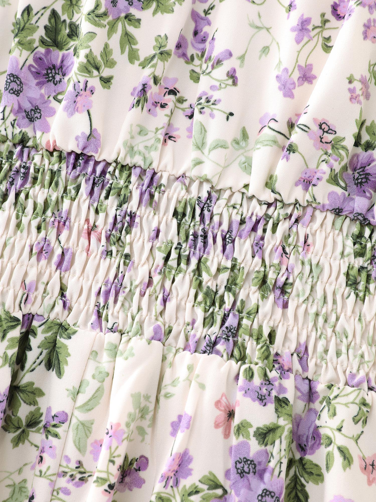 Floral Print Adjustable Bust-Tie Pockets Midi Dress