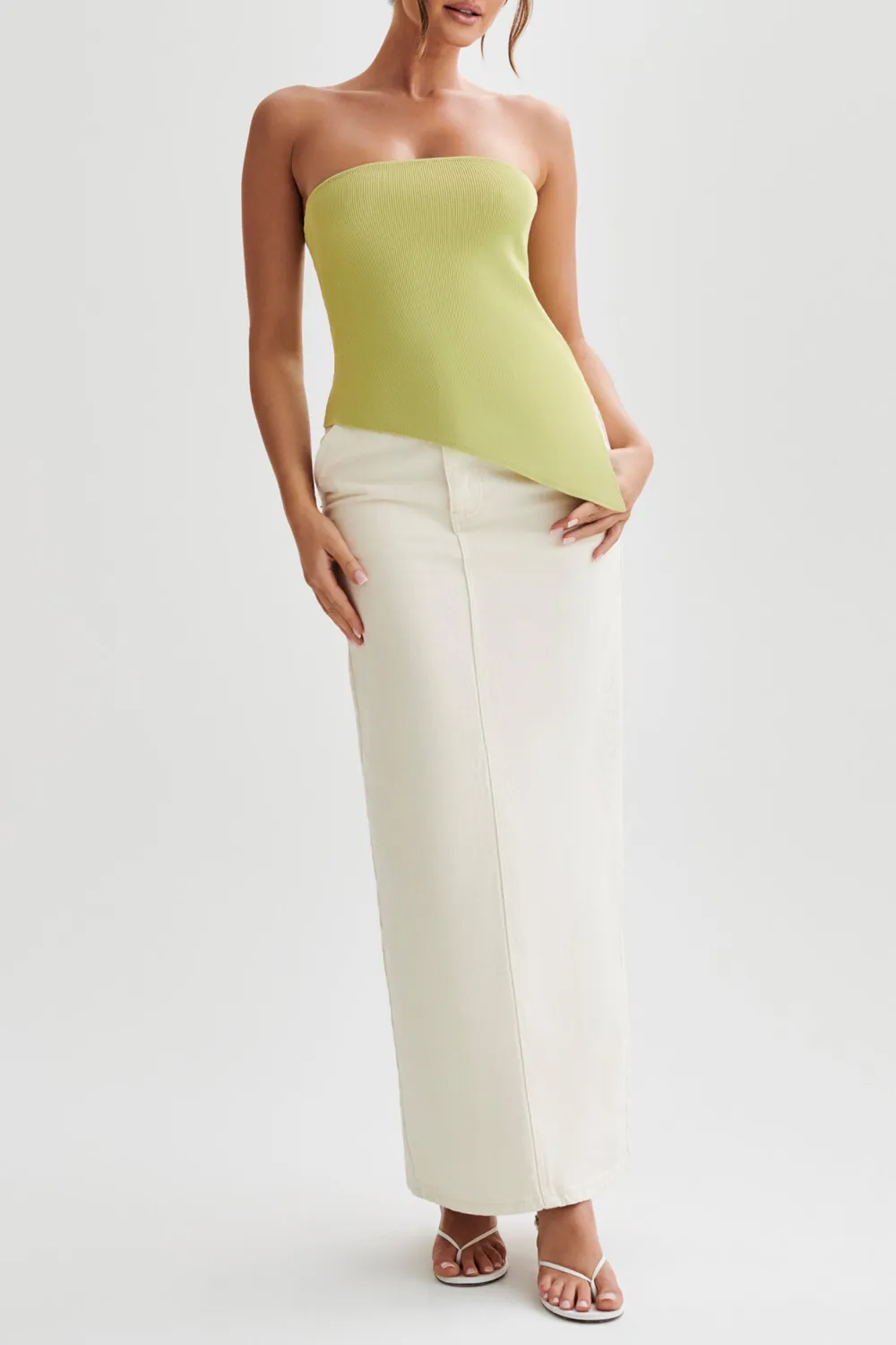 Asymmetrical Strapless Knit Top